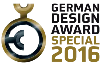 A badge of the winner in the German Design Award 2016 contest for the Nosiboo Pro Electric Nasal Aspirator