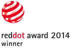 A badge of the winner in the Red Dot Design Award 2014 contest for the Nosiboo Pro Electric Nasal Aspirator