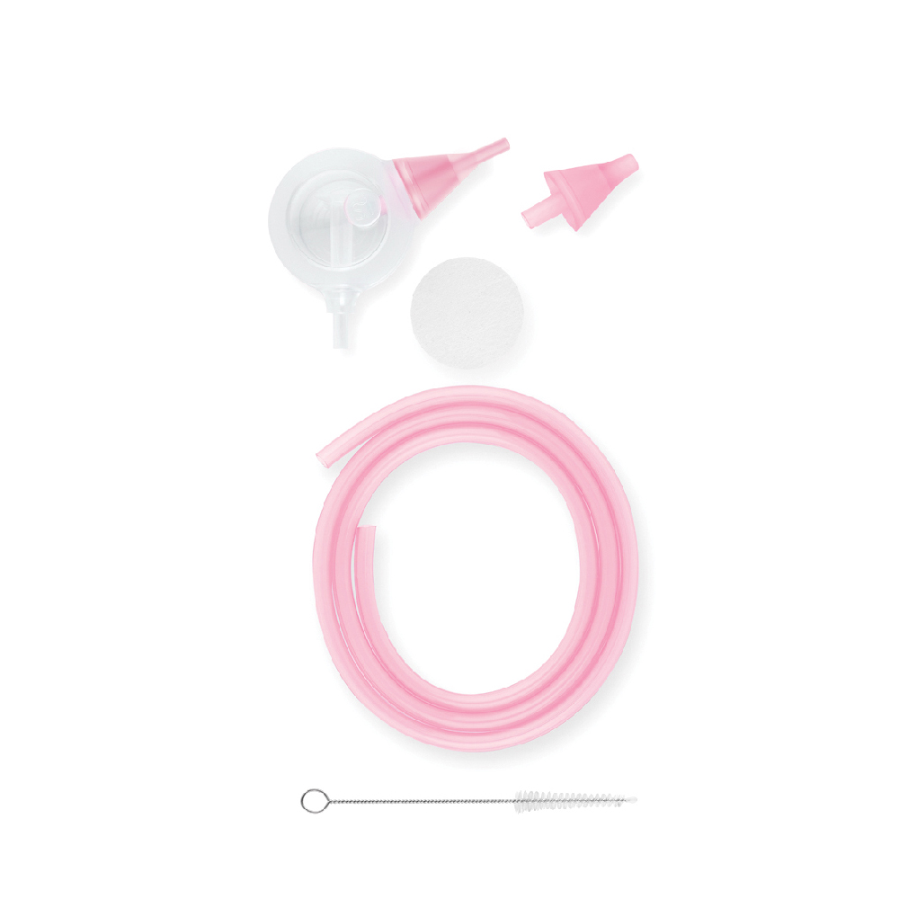 Contenuti del set di accessori Nosiboo Pro rosa.